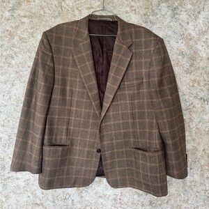 Hickey Freeman Brown Tan Windowpane Sport Coat